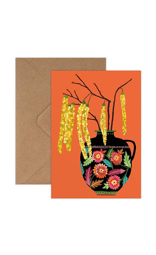 Catkins Greetings Card - Ginger Pink Yarns