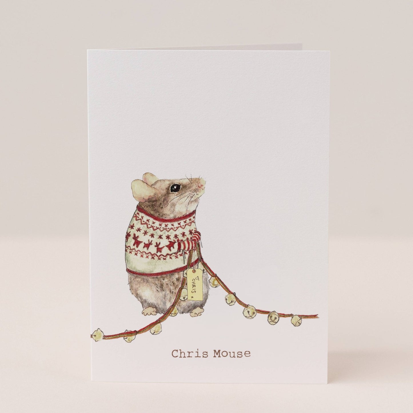 Chris Mouse Christmas Card Single - Ginger Pink Yarns