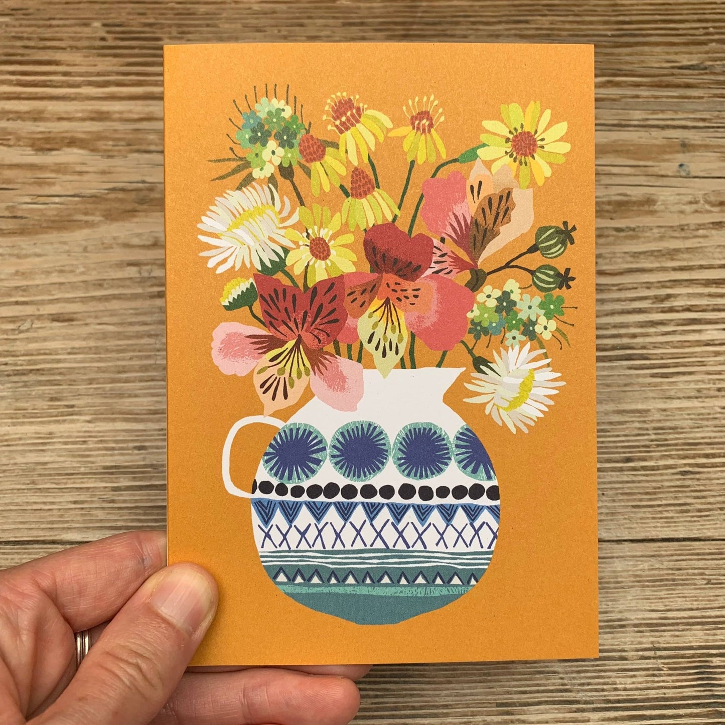 Festival Flowers Greetings Card - Ginger Pink Yarns