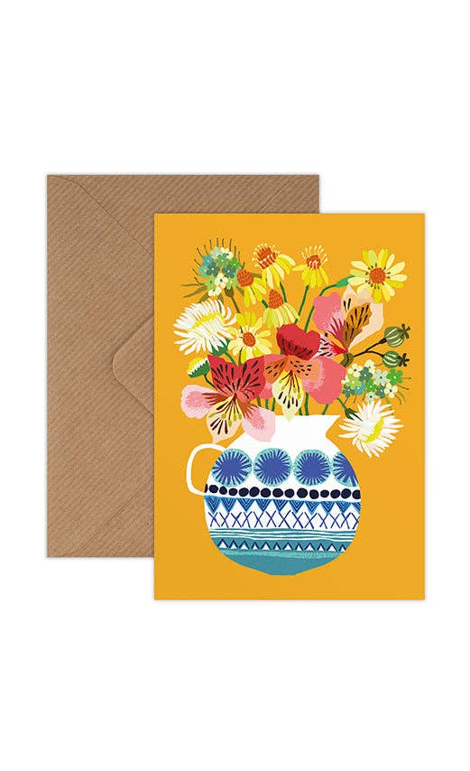Festival Flowers Greetings Card - Ginger Pink Yarns