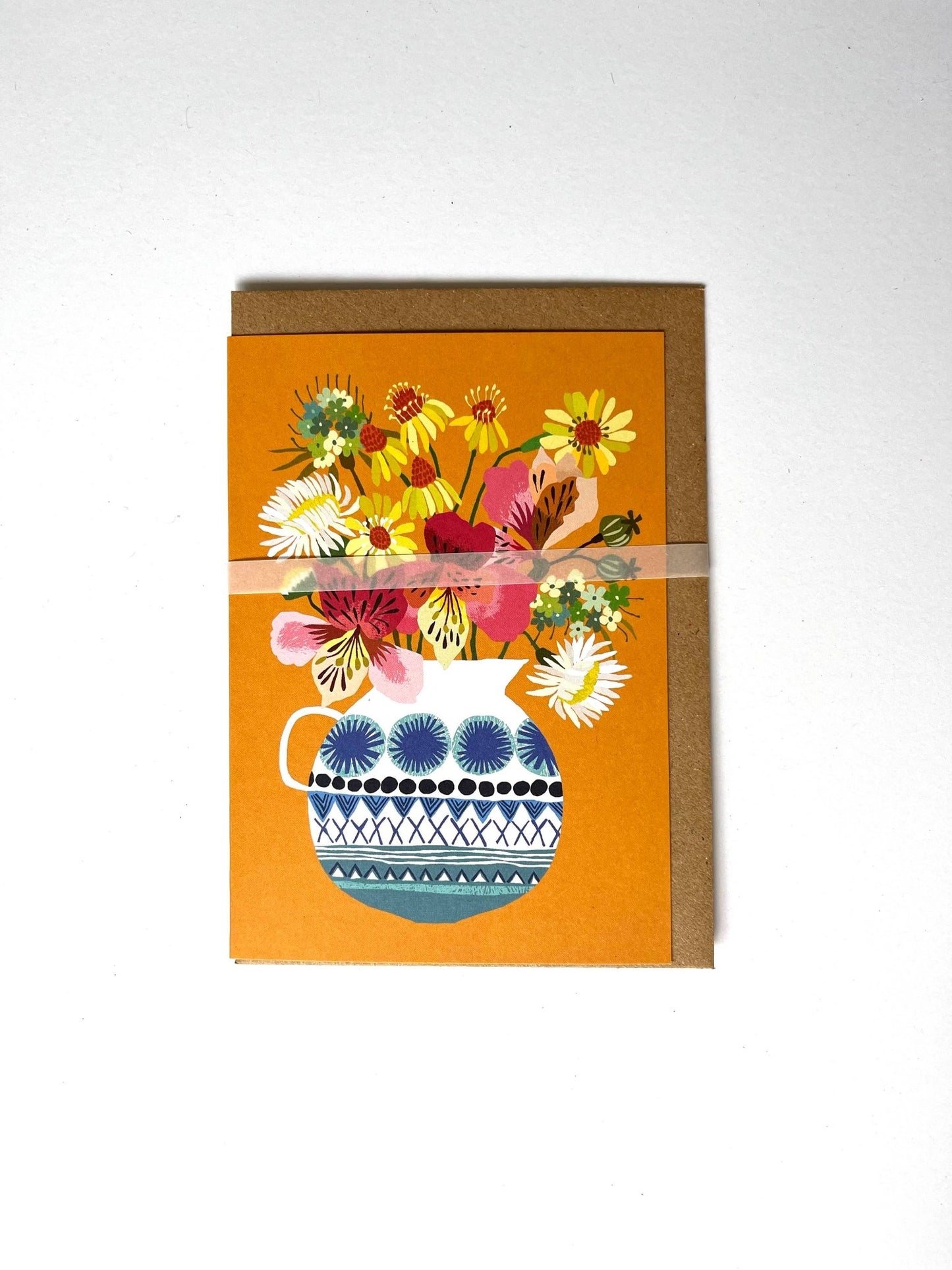 Festival Flowers Greetings Card - Ginger Pink Yarns
