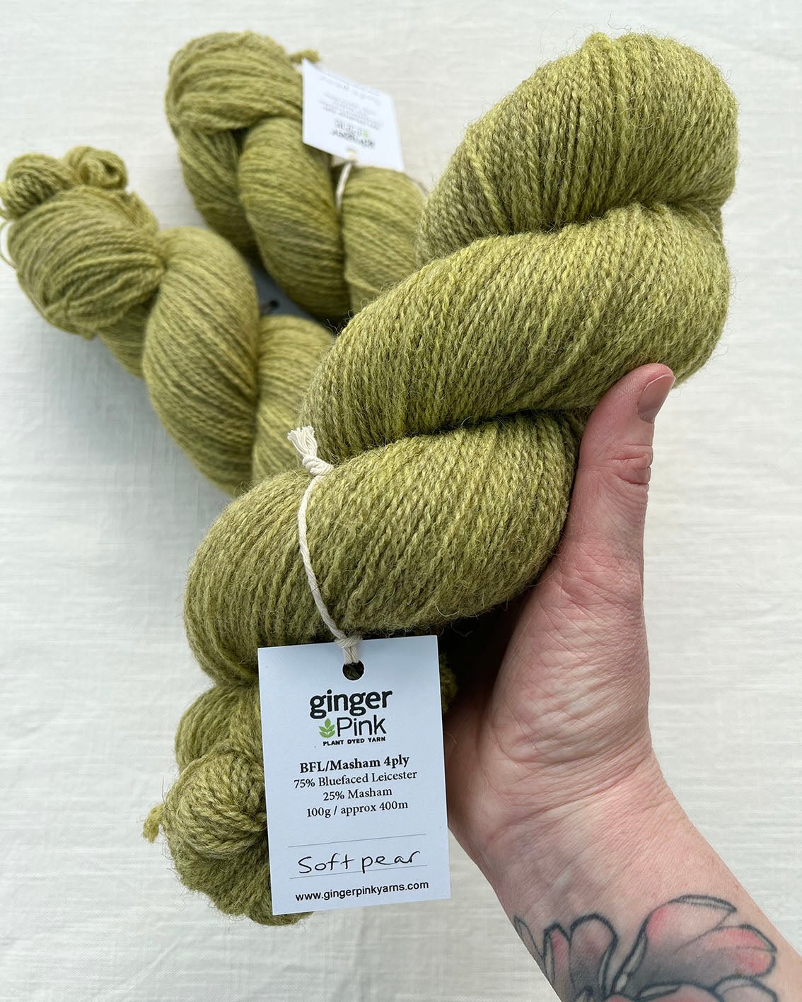 Masham/BFL 4ply Soft Pear - Ginger Pink Yarns