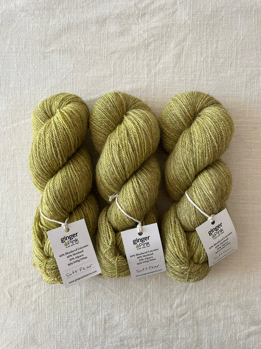NEW 'Soft Pear' BFL/Shetland/Alpaca Blend 4ply - Ginger Pink Yarns