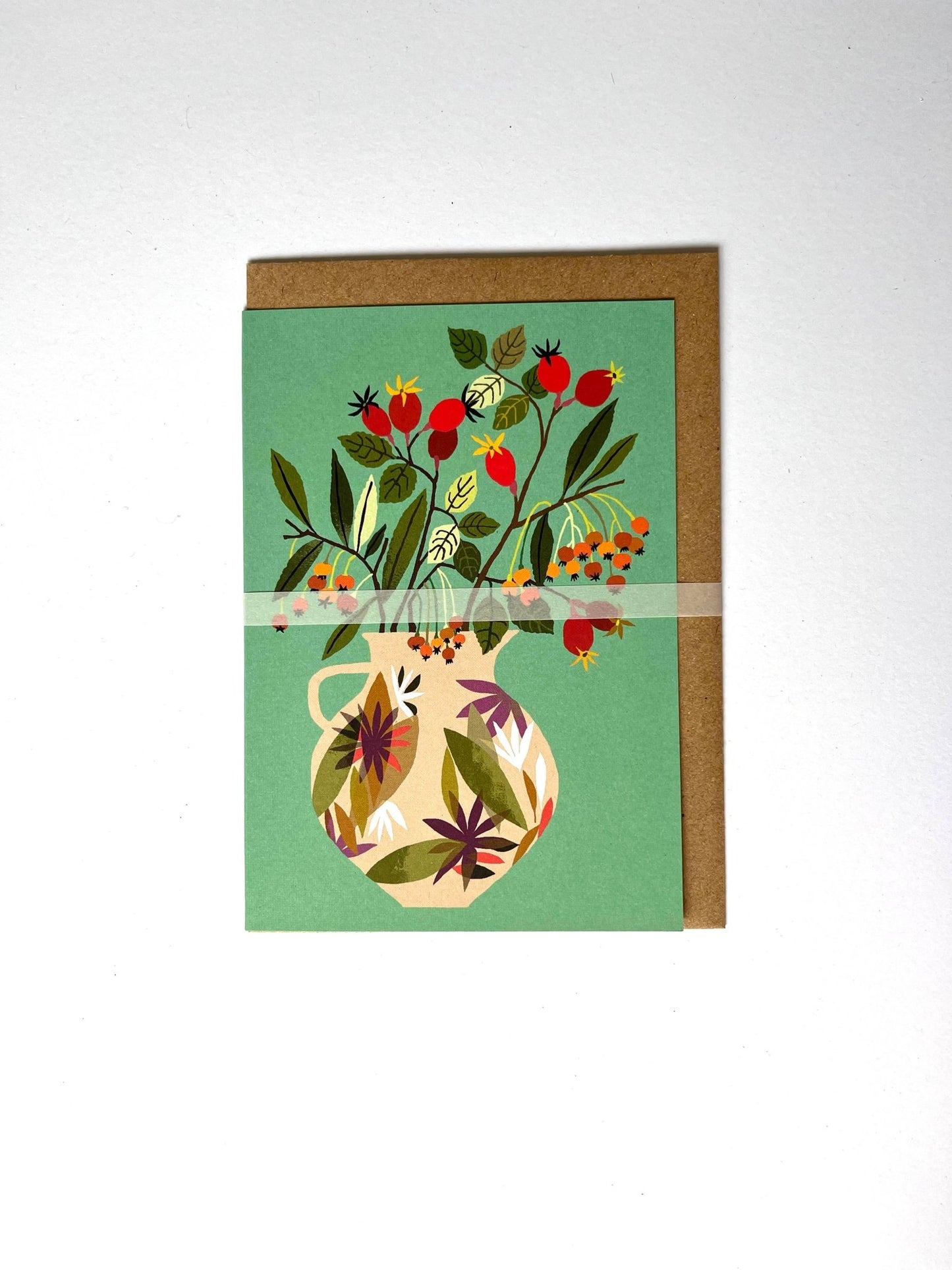Rosehips Greetings Card - Ginger Pink Yarns