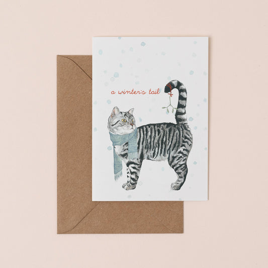 Winter's Tail Christmas Card - Single - Ginger Pink Yarns