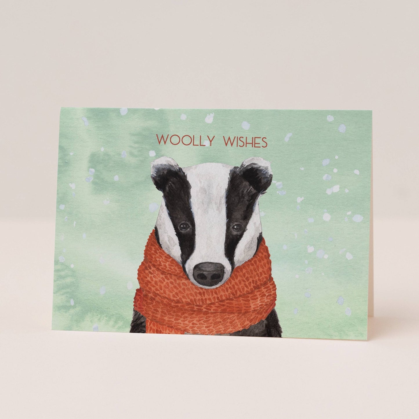 Woolly Wishes Badger Christmas Card - Single - Ginger Pink Yarns