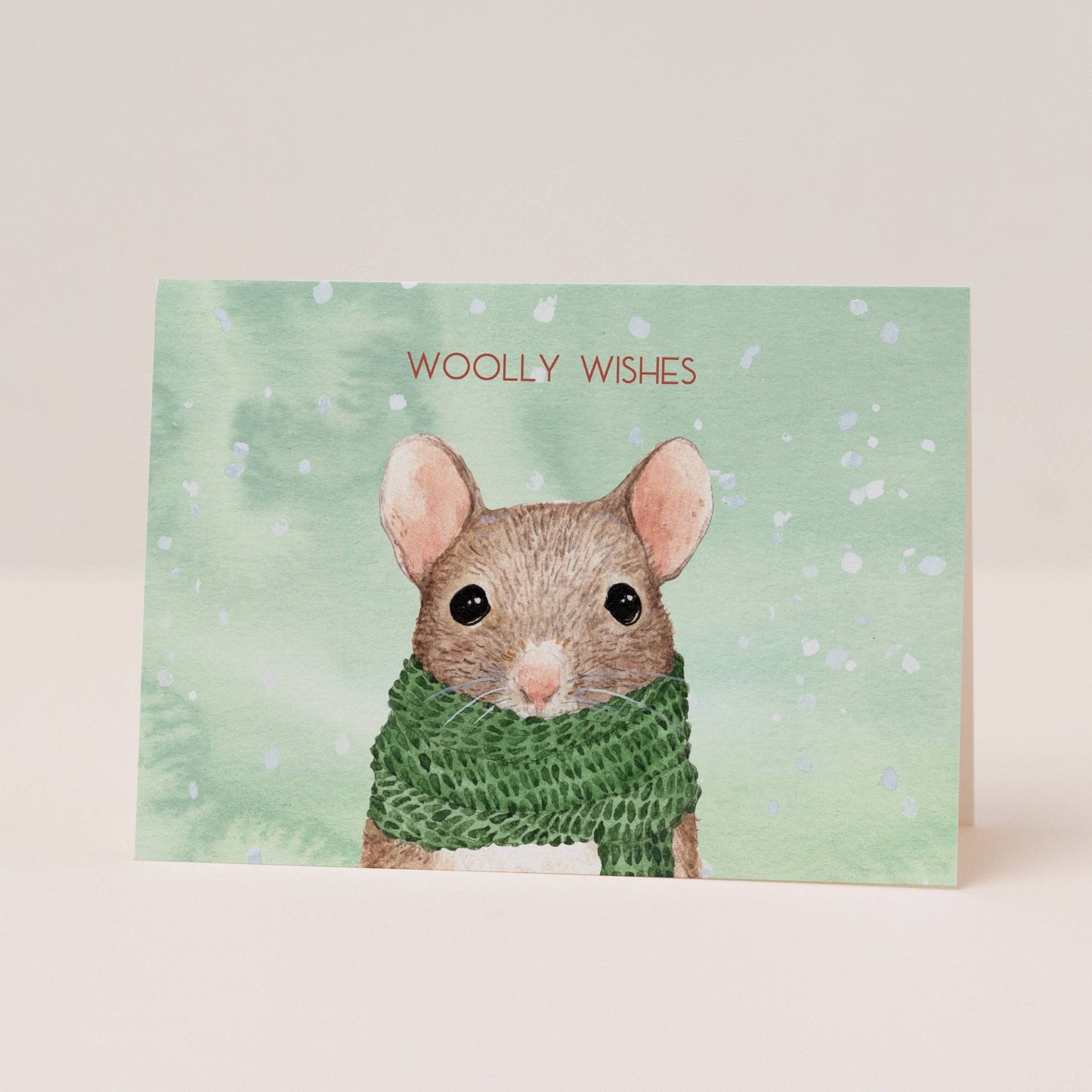 Woolly Wishes Mouse Christmas Card - Single - Ginger Pink Yarns