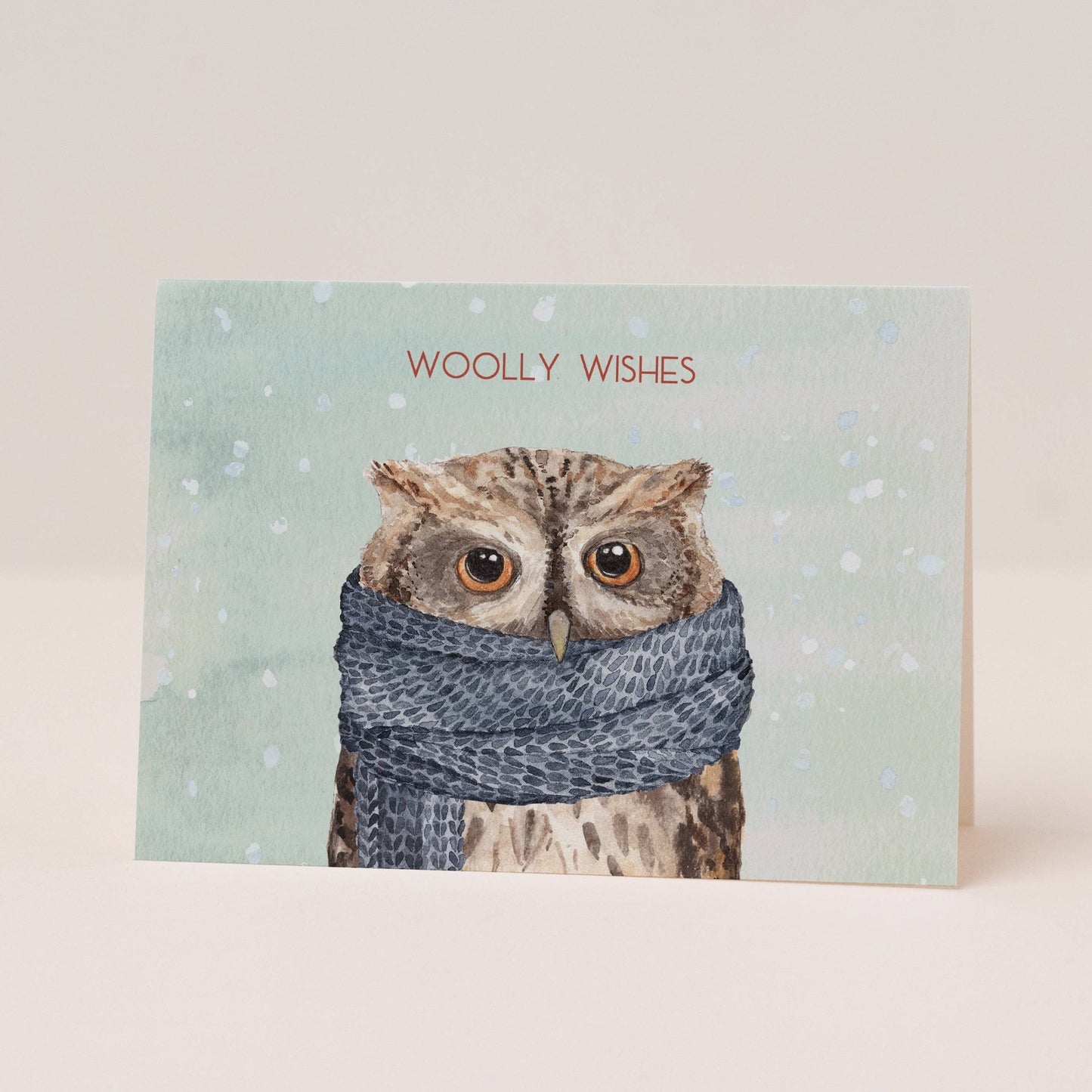 Woolly Wishes Owl Christmas Card Single - Ginger Pink Yarns