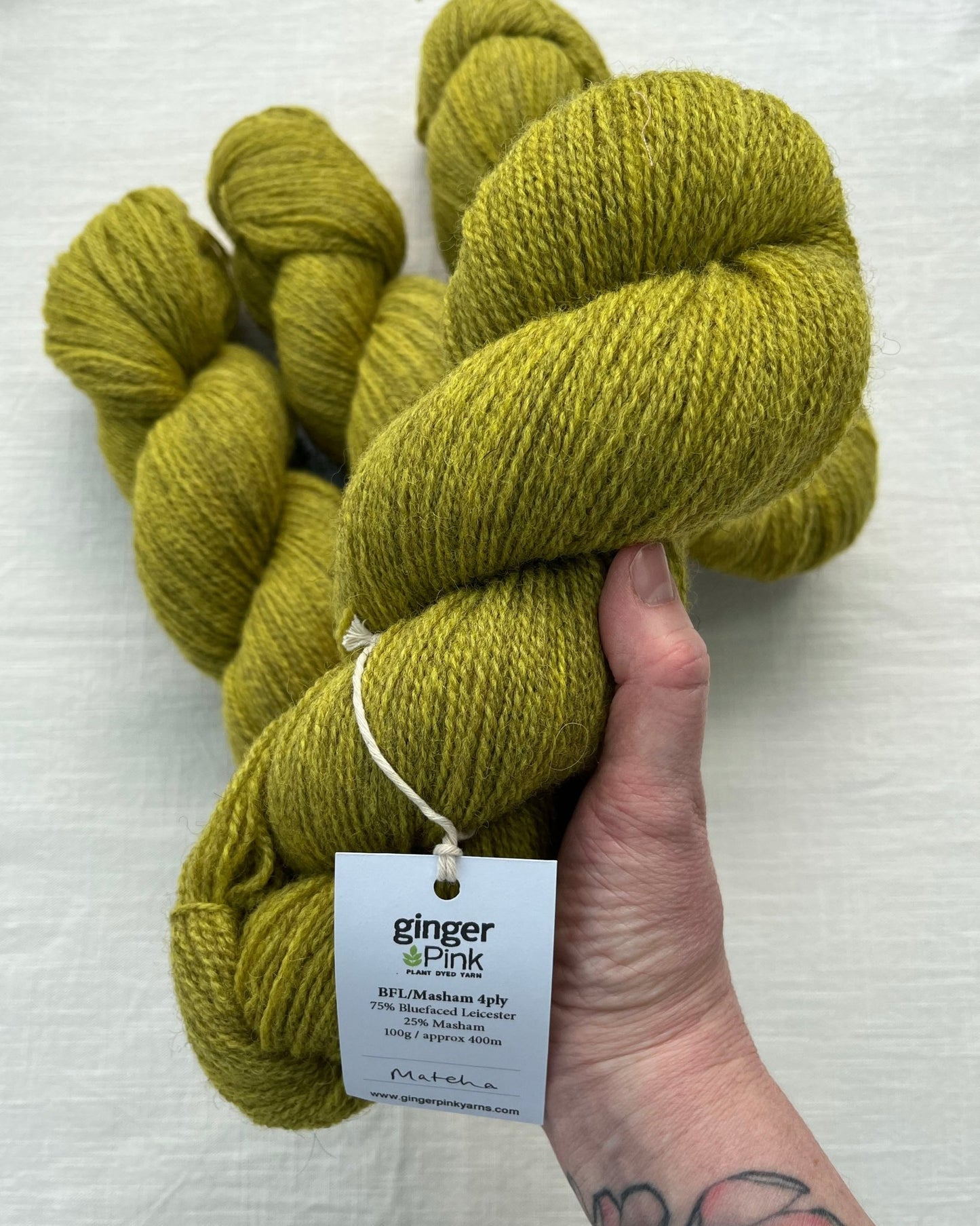 Masham/BFL 4ply Matcha - Ginger Pink Yarns