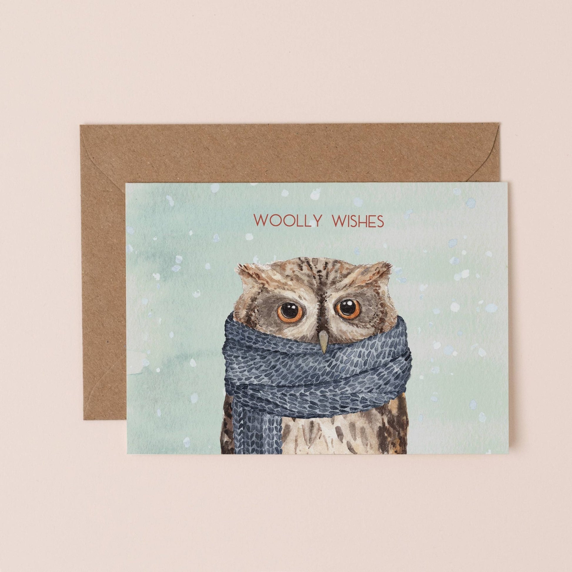 Woolly Wishes Owl Christmas Card Single - Ginger Pink Yarns