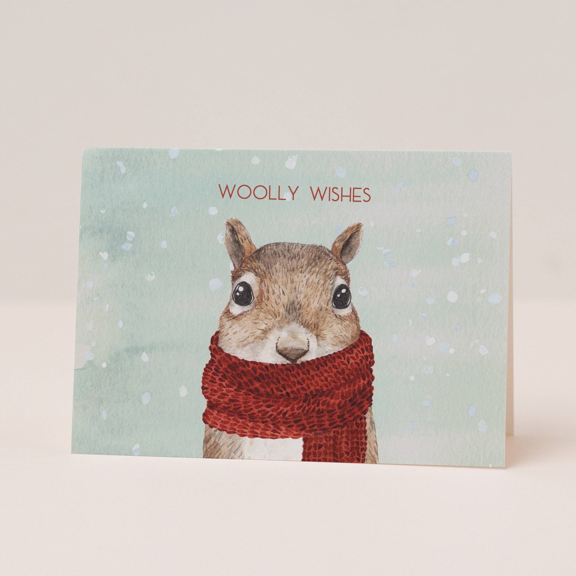 Woolly Wishes Squirrel Christmas Card Single - Ginger Pink Yarns